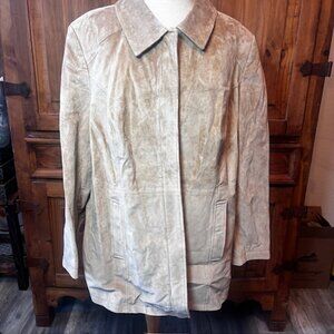 Cherokee Genuine Suede Jacket Tan Zip Front Coat | 20W